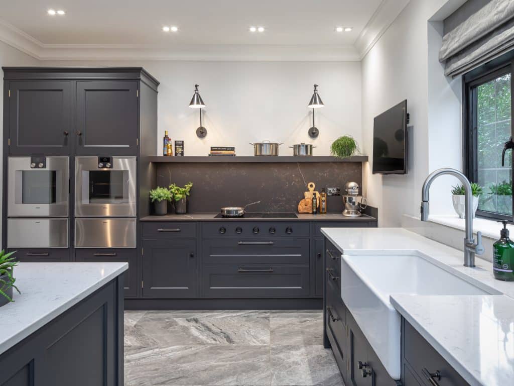 Grey painted prep dirty kitchen