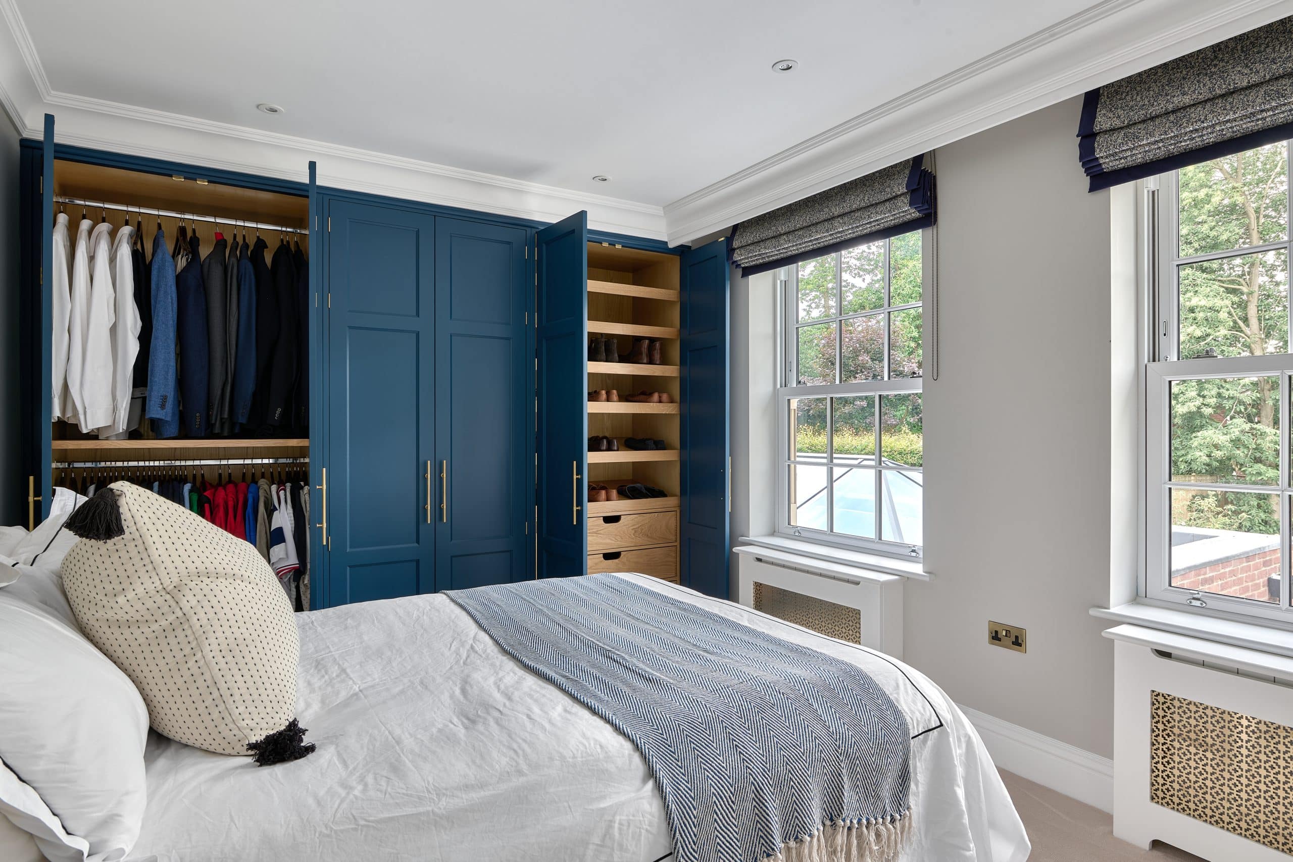 Blue painted handmade bespoke bedroom furniture Kent