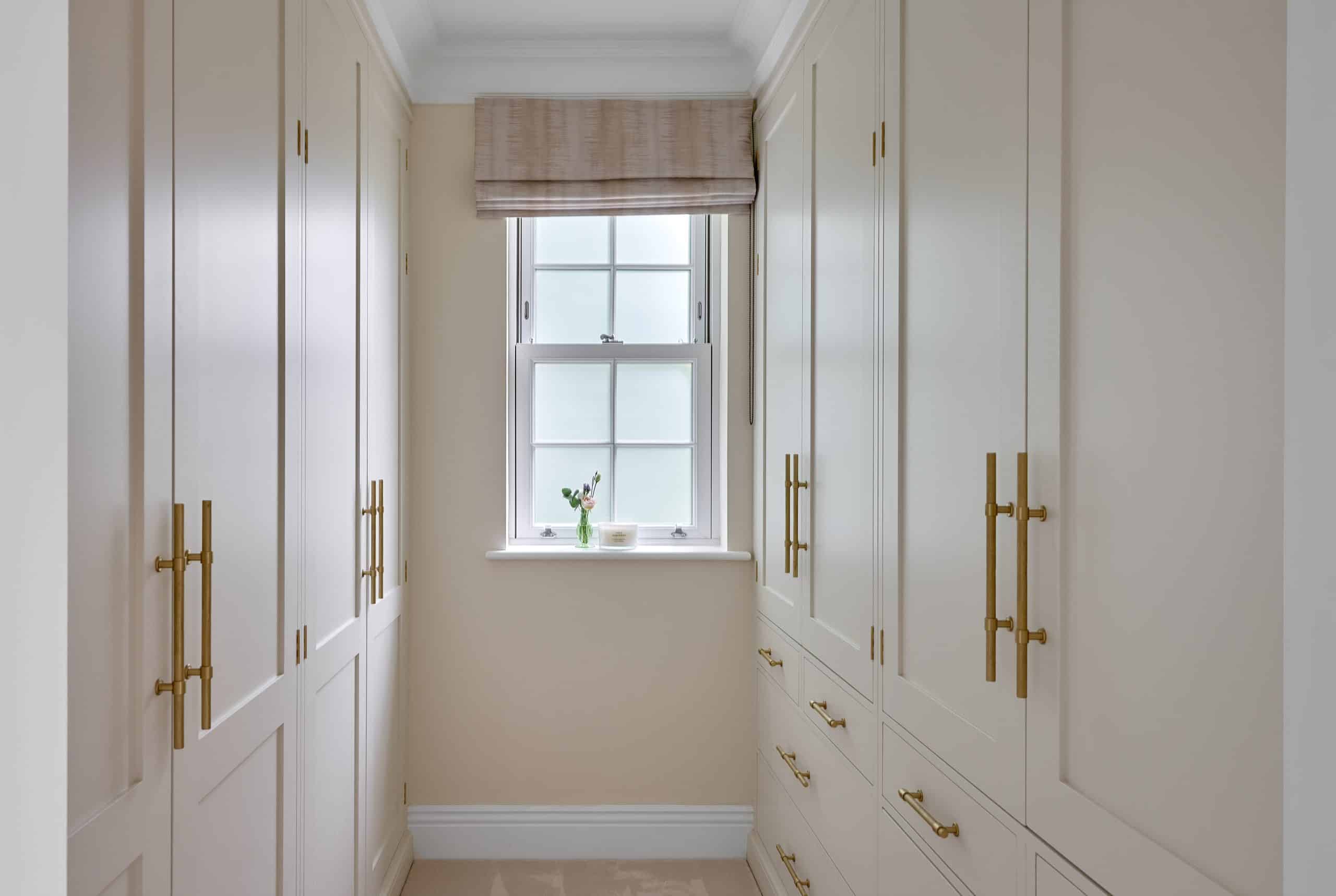 Luxury walk in wardrobe bespoke handmade cabinetry