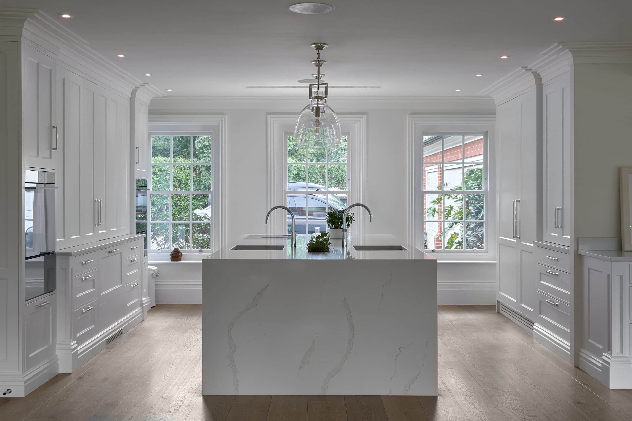 Bespoke kitchen handmade in Sevenoaks and handpainted in a luxury home in Cobham.